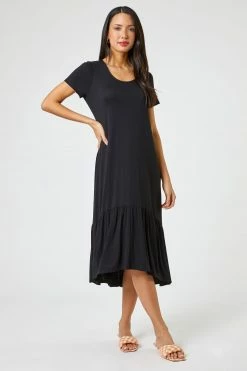 Roman Black Tiered Hem Jersey Midi Dress 10 Roman Black Tiered Hem Jersey Midi Dress -Roman Sales Shop unnamed file 1827