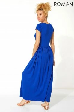 Roman Blue Gathered Skirt Maxi Dress 9 Roman Blue Gathered Skirt Maxi Dress -Roman Sales Shop unnamed file 183