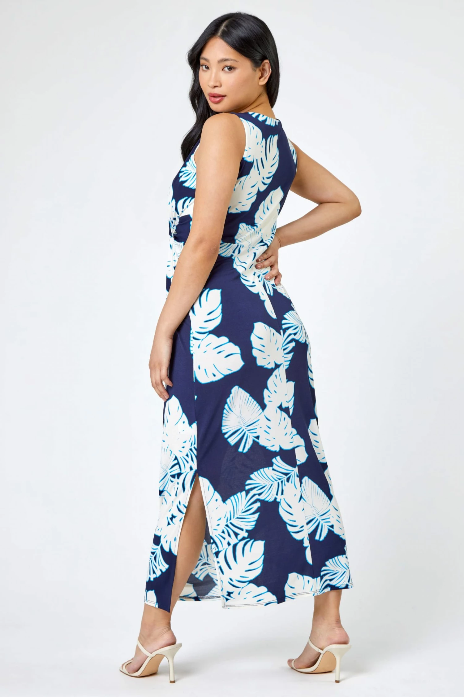 Roman Blue Petite Tropical Print Maxi Dress 4 Roman Blue Petite Tropical Print Maxi Dress - Image 2