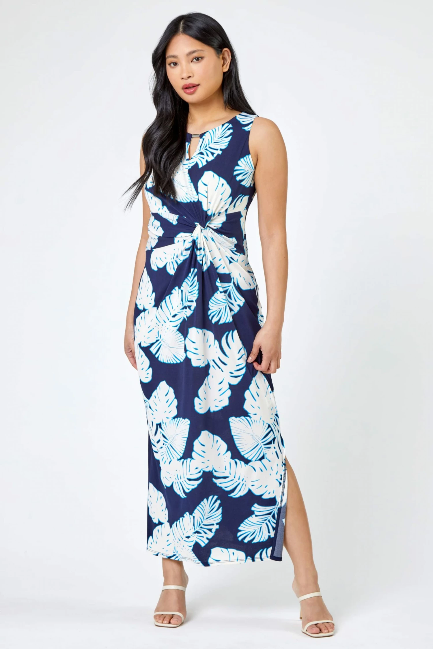 Roman Blue Petite Tropical Print Maxi Dress 5 Roman Blue Petite Tropical Print Maxi Dress - Image 3