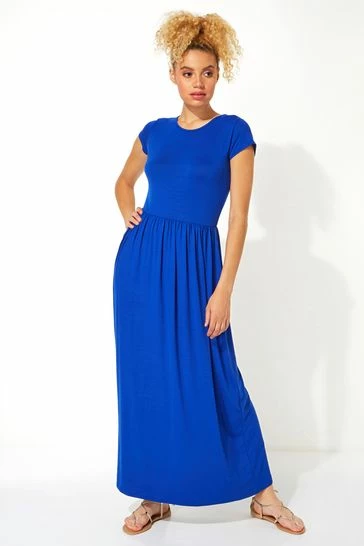 Roman Blue Gathered Skirt Maxi Dress 6 Roman Blue Gathered Skirt Maxi Dress - Image 4