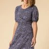 Roman Purple Ditsy Floral Crossover Fit & Flare Dress -Roman Sales Shop unnamed file 1850