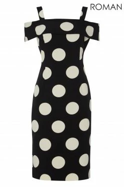 Roman Black Polka Dot Bardot Dress -Roman Sales Shop unnamed file 1862