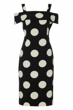 Roman Black Polka Dot Bardot Dress -Roman Sales Shop unnamed file 1863