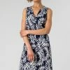 Roman Navy Feather Palm Print Shift Dress -Roman Sales Shop unnamed file 1864