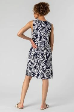 Roman Navy Feather Palm Print Shift Dress 8 Roman Navy Feather Palm Print Shift Dress -Roman Sales Shop unnamed file 1865