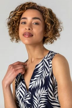 Roman Navy Feather Palm Print Shift Dress 10 Roman Navy Feather Palm Print Shift Dress -Roman Sales Shop unnamed file 1867