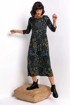 Roman Blue Patchwork Floral Print Midi Dress 11 Roman Blue Patchwork Floral Print Midi Dress -Roman Sales Shop unnamed file 1873