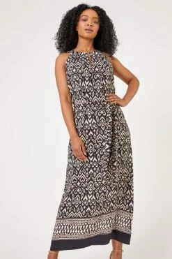 Roman Black Petite Boho Border Print Halter Neck Dress 13 Roman Black Petite Boho Border Print Halter Neck Dress -Roman Sales Shop unnamed file 1879