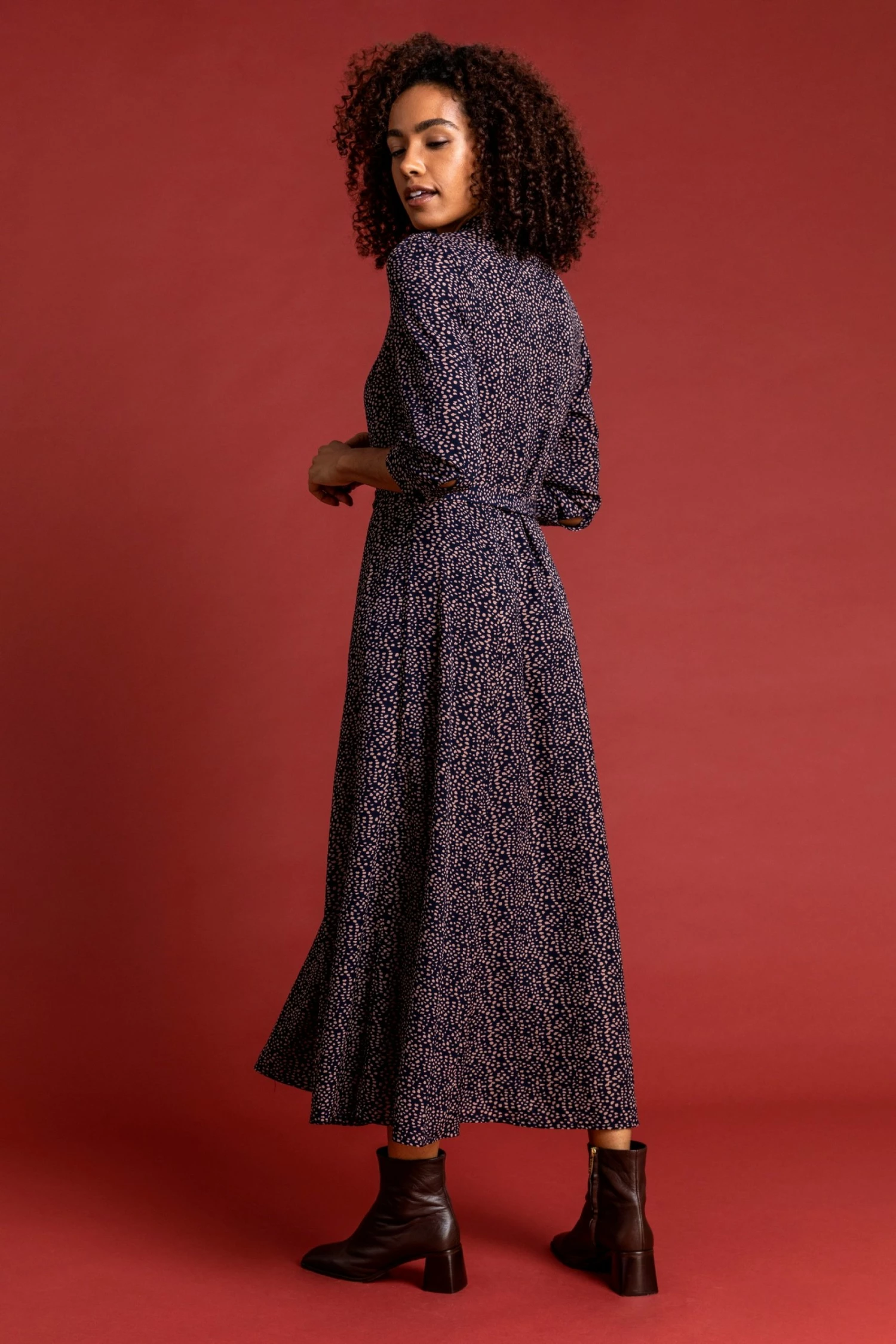 Roman Blue Ditsy Spot Belted Shirt Dress 4 Roman Blue Ditsy Spot Belted Shirt Dress - Image 2