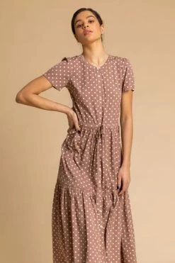 Roman Brown Spot Print Tiered Midi Shirt Dress 11 Roman Brown Spot Print Tiered Midi Shirt Dress -Roman Sales Shop unnamed file 1915