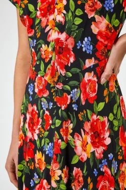 Roman Black Floral Print Fit & Flare Maxi Dress 12 Roman Black Floral Print Fit & Flare Maxi Dress -Roman Sales Shop unnamed file 1925