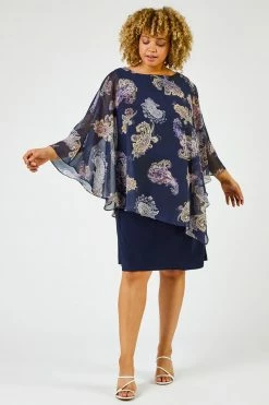 Roman Blue Curve Paisley Print Chiffon Overlay Dress 9 Roman Blue Curve Paisley Print Chiffon Overlay Dress -Roman Sales Shop unnamed file 1929