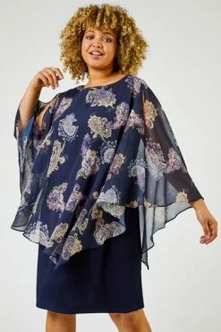 Roman Blue Curve Paisley Print Chiffon Overlay Dress 11 Roman Blue Curve Paisley Print Chiffon Overlay Dress -Roman Sales Shop unnamed file 1931