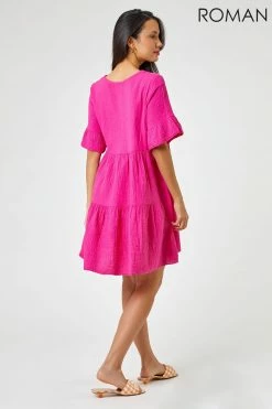 Roman Pink Textured Tiered Smock Dress 9 Roman Pink Textured Tiered Smock Dress -Roman Sales Shop unnamed file 1939