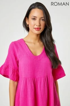 Roman Pink Textured Tiered Smock Dress 10 Roman Pink Textured Tiered Smock Dress -Roman Sales Shop unnamed file 1940