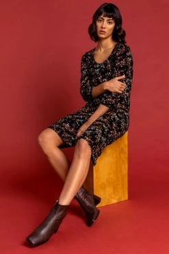 Roman Black Square Neck Floral Swing Dress 18 Roman Black Square Neck Floral Swing Dress -Roman Sales Shop unnamed file 195