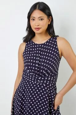 Roman Navy Blue Petite Spot Print Fit & Flare Dress -Roman Sales Shop unnamed file 1955