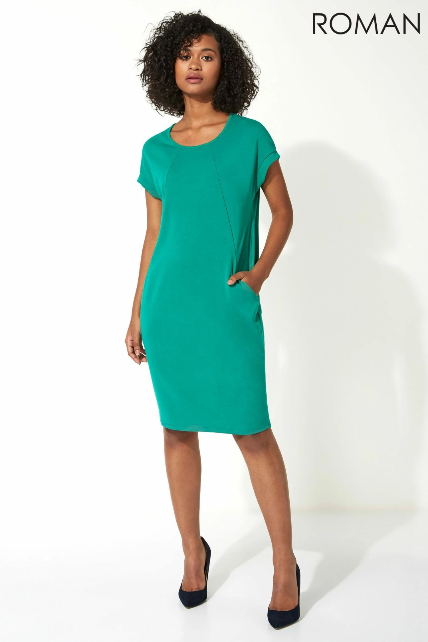 Roman Green Relaxed Fit Crepe Dress 4 Roman Green Relaxed Fit Crepe Dress - Image 2
