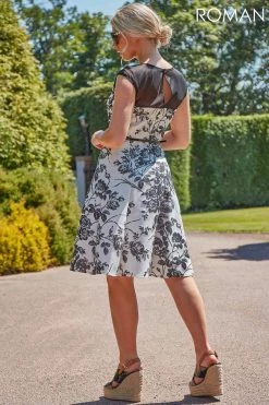 Roman Ivory Floral Print Fit And Flare Dress 8 Roman Ivory Floral Print Fit And Flare Dress -Roman Sales Shop unnamed file 1971