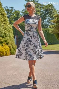 Roman Ivory Floral Print Fit And Flare Dress 10 Roman Ivory Floral Print Fit And Flare Dress -Roman Sales Shop unnamed file 1973