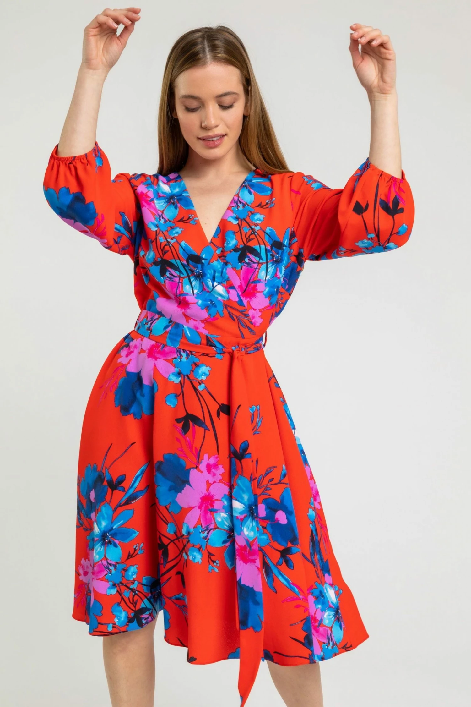 Roman Red Petite Floral Fit & Flare Dress 3 Roman Red Petite Floral Fit & Flare Dress