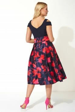 Roman Navy Floral Print Cold Shoulder Midi Dress 8 Roman Navy Floral Print Cold Shoulder Midi Dress -Roman Sales Shop unnamed file 1997