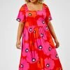 Roman Red & Pink Curve Floral Print Square Neck Midi Dress 2 Roman Red & Pink Curve Floral Print Square Neck Midi Dress -Roman Sales Shop unnamed file 2027