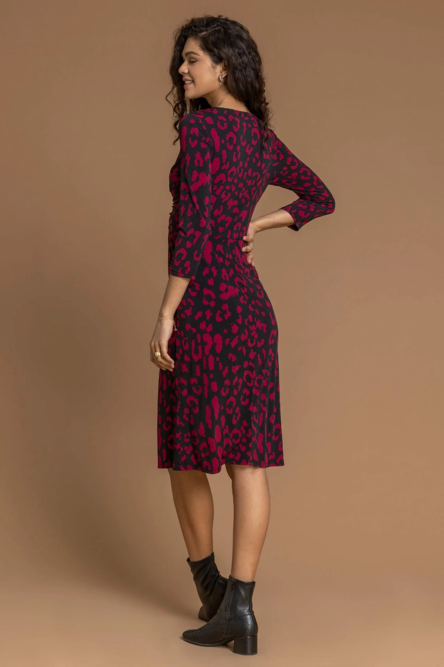 Roman Red Animal Print Fit And Flare Dress 4 Roman Red Animal Print Fit And Flare Dress - Image 2
