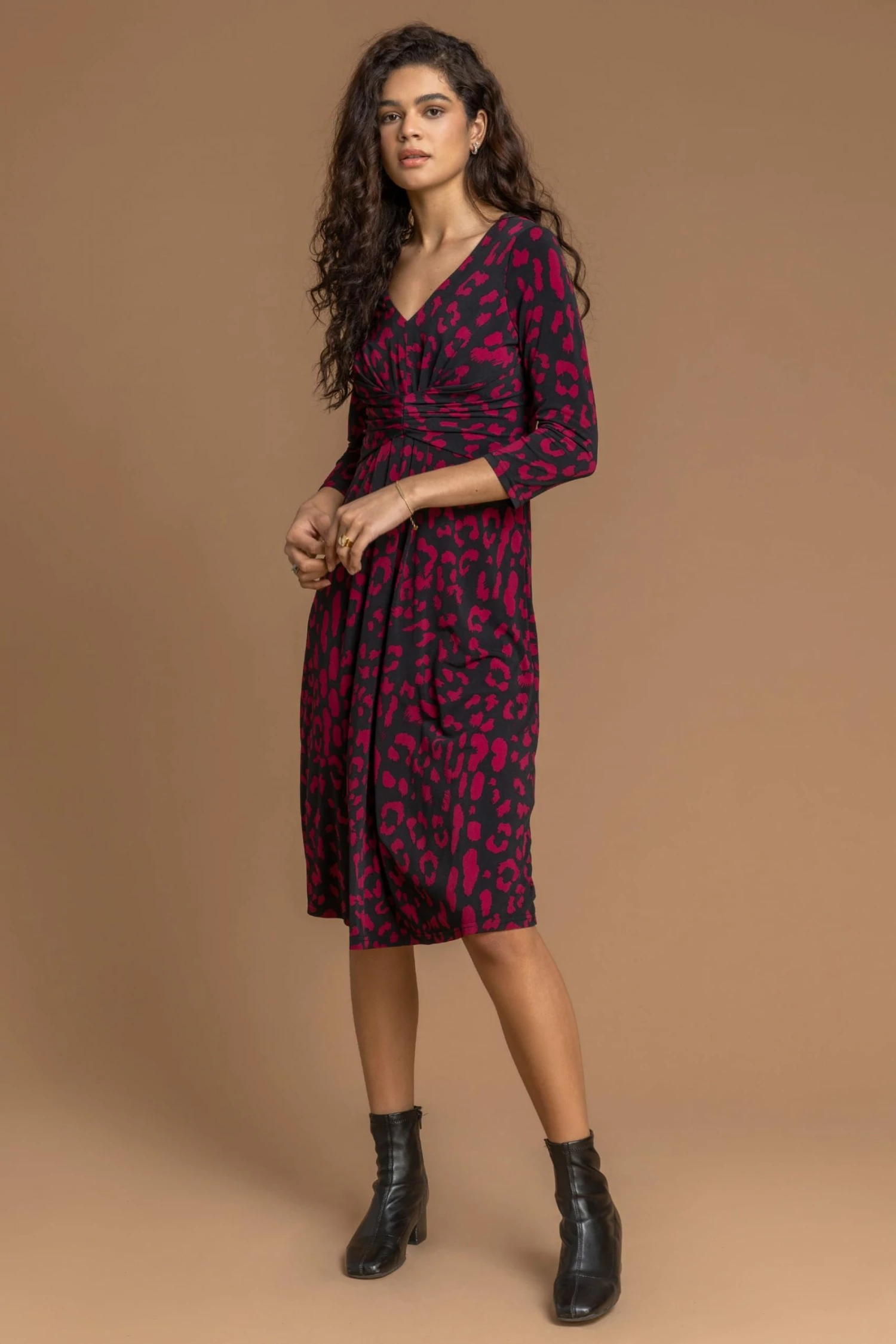 Roman Red Animal Print Fit And Flare Dress 5 Roman Red Animal Print Fit And Flare Dress - Image 3