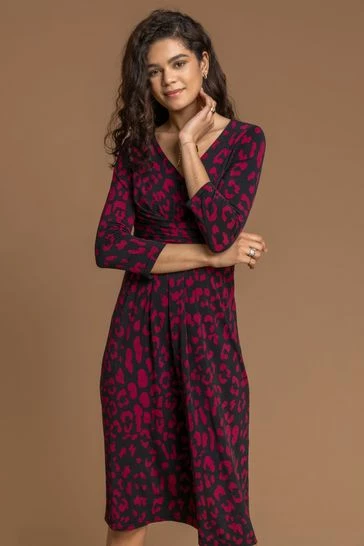 Roman Red Animal Print Fit And Flare Dress 7 Roman Red Animal Print Fit And Flare Dress - Image 5