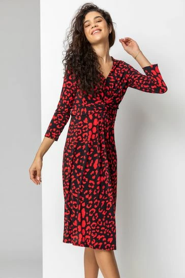 Roman Red Animal Print Fit And Flare Dress 8 Roman Red Animal Print Fit And Flare Dress - Image 6