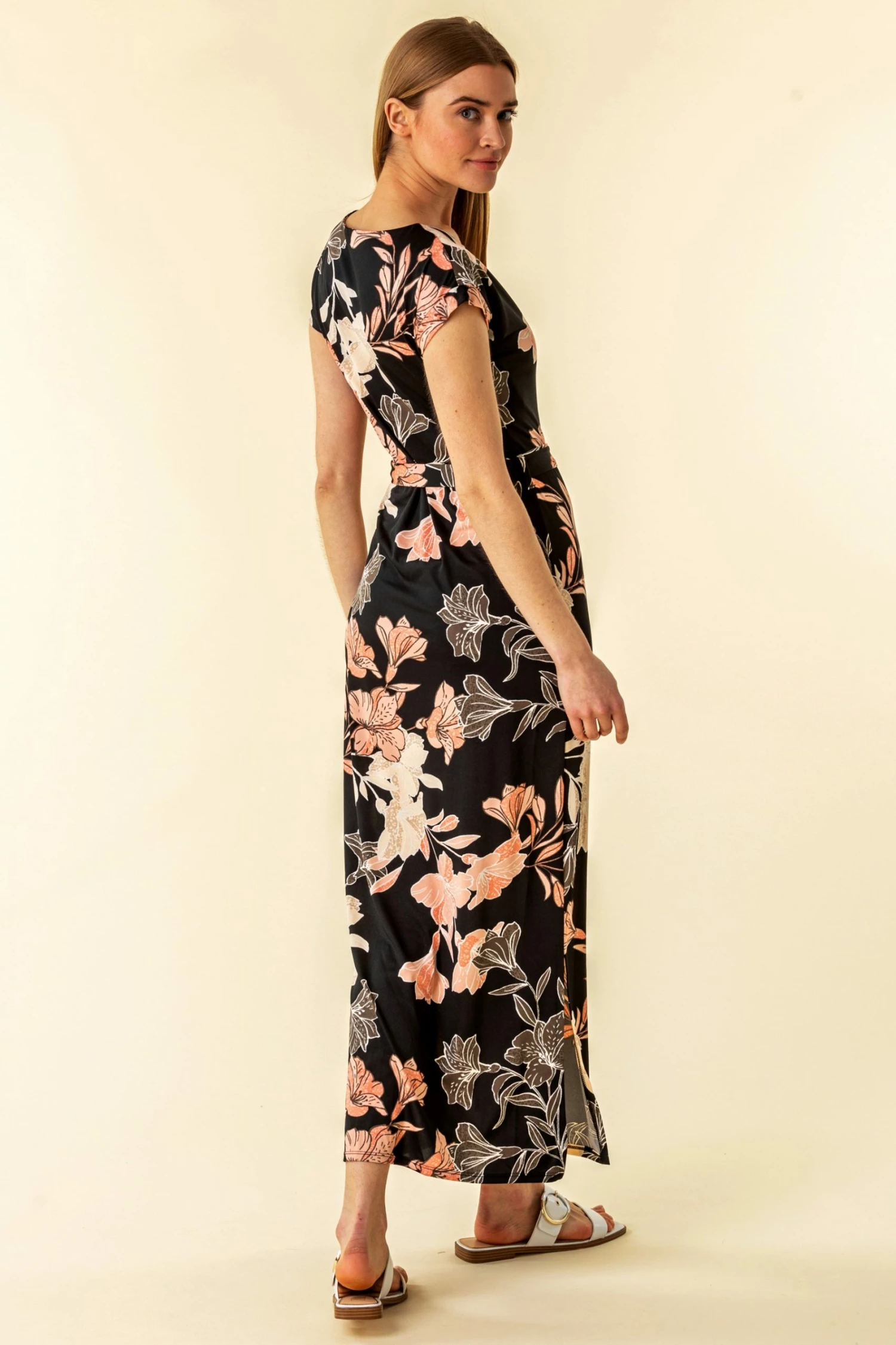 Roman Black Belted Floral Maxi Dress 4 Roman Black Belted Floral Maxi Dress - Image 2
