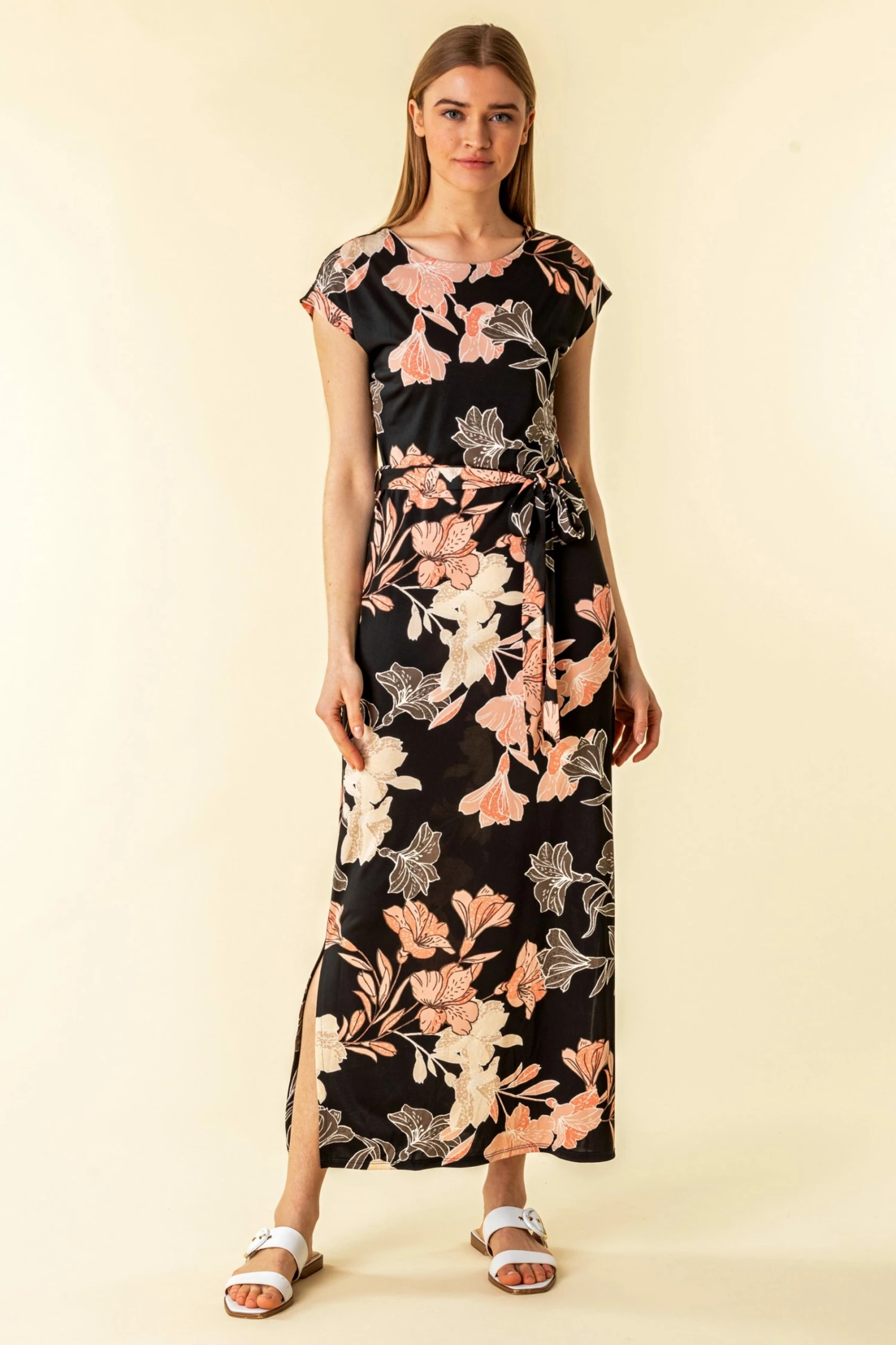 Roman Black Belted Floral Maxi Dress 6 Roman Black Belted Floral Maxi Dress - Image 4
