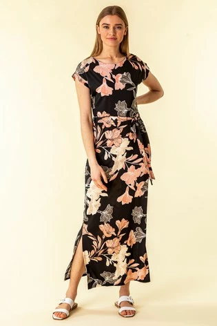 Roman Black Belted Floral Maxi Dress 7 Roman Black Belted Floral Maxi Dress - Image 5