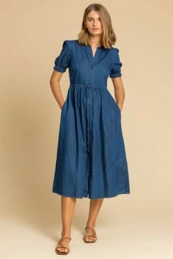 Roman Blue Puff Sleeve Denim Belted Midi Dress 9 Roman Blue Puff Sleeve Denim Belted Midi Dress -Roman Sales Shop unnamed file 2052