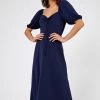 Roman Navy Blue Ruched Jersey Tie Detail Midi Dress 1 Roman Navy Blue Ruched Jersey Tie Detail Midi Dress -Roman Sales Shop unnamed file 2055
