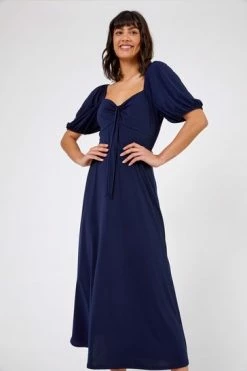 Roman Navy Blue Ruched Jersey Tie Detail Midi Dress 12 Roman Navy Blue Ruched Jersey Tie Detail Midi Dress -Roman Sales Shop unnamed file 2059