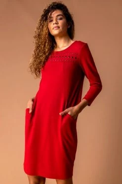 Roman Red Hotfix Pocket Detail Cocoon Dress 12 Roman Red Hotfix Pocket Detail Cocoon Dress -Roman Sales Shop unnamed file 2070