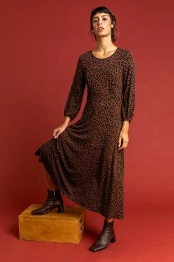 Roman Brown Ditsy Floral Print Midi Dress 12 Roman Brown Ditsy Floral Print Midi Dress -Roman Sales Shop unnamed file 2080
