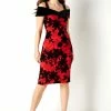 Roman Red Floral Flock Cold Shoulder Dress 1 Roman Red Floral Flock Cold Shoulder Dress -Roman Sales Shop unnamed file 2084