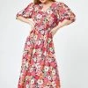 Roman Pink & Red Petite Retro Floral Print Midi Dress 2 Roman Pink & Red Petite Retro Floral Print Midi Dress -Roman Sales Shop unnamed file 2092