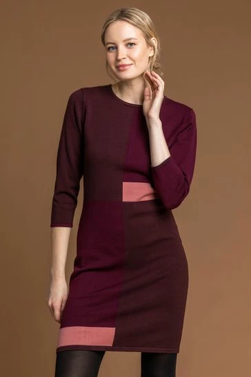 Roman Red Colour Block Knitted Dress 8 Roman Red Colour Block Knitted Dress - Image 6