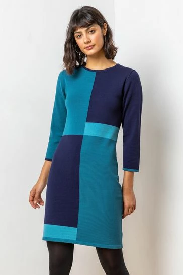 Roman Red Colour Block Knitted Dress 9 Roman Red Colour Block Knitted Dress - Image 7