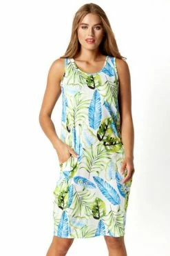 Roman Blue Leaf Print Slouch Dress -Roman Sales Shop unnamed file 213