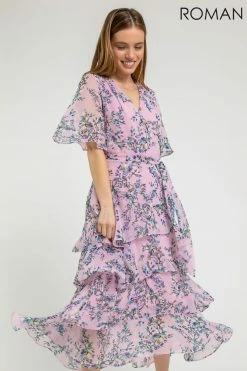 Roman Purple Petite Floral Print Tiered Dress 10 Roman Purple Petite Floral Print Tiered Dress -Roman Sales Shop unnamed file 2135