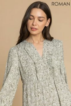 Roman Green Paisley Print Tiered Midi Dress 10 Roman Green Paisley Print Tiered Midi Dress -Roman Sales Shop unnamed file 2140