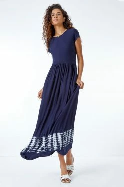 Roman Blue Tie Dye Border Print Stretch Maxi Dress 10 Roman Blue Tie Dye Border Print Stretch Maxi Dress -Roman Sales Shop unnamed file 2143
