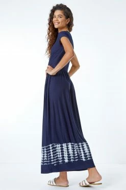 Roman Blue Tie Dye Border Print Stretch Maxi Dress 11 Roman Blue Tie Dye Border Print Stretch Maxi Dress -Roman Sales Shop unnamed file 2144