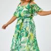 Roman Green Curve Tropical Leaf Print Cold Shoulder Maxi Dress 2 Roman Green Curve Tropical Leaf Print Cold Shoulder Maxi Dress -Roman Sales Shop unnamed file 2166